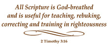 Load image into Gallery viewer, 2 TIMOTHY 3:16 RELIGIOUS WALL DECAL IN BROWN