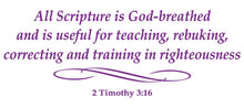 Load image into Gallery viewer, 2 TIMOTHY 3:16 RELIGIOUS WALL DECAL IN PURPLE