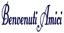 Load image into Gallery viewer, BENVENUTI AMICI ITALIAN WORD DECAL IN NAVY BLUE