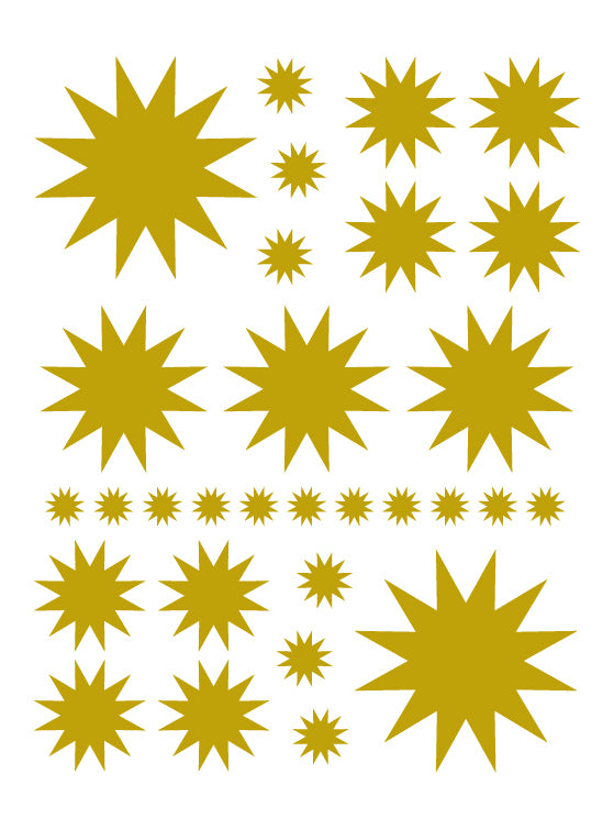 Gold Starburst Wall Decals & Stickers Retro Stars WhimsiDecals