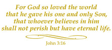 Load image into Gallery viewer, JOHN 3:16 RELIGIOUS WALL DECAL IN GOLD