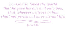 Load image into Gallery viewer, JOHN 3:16 RELIGIOUS WALL DECAL IN LAVENDER