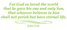 Load image into Gallery viewer, JOHN 3:16 RELIGIOUS WALL DECAL IN LIME GREEN