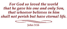 Load image into Gallery viewer, JOHN 3:16 RELIGIOUS WALL DECAL IN MAROON