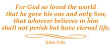 Load image into Gallery viewer, JOHN 3:16 RELIGIOUS WALL DECAL IN ORANGE