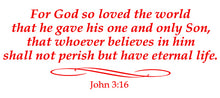 Load image into Gallery viewer, JOHN 3:16 RELIGIOUS WALL DECAL IN RED