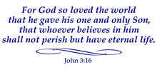 Load image into Gallery viewer, JOHN 3:16 RELIGIOUS WALL DECAL IN ROYAL BLUE