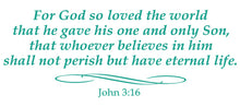 Load image into Gallery viewer, JOHN 3:16 RELIGIOUS WALL DECAL IN TURQUOISE