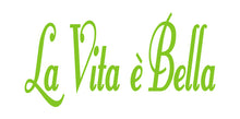 Load image into Gallery viewer, LA VITA E BELLA ITALIAN WORD WALL DECAL IN LIME GREEN