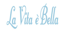 Load image into Gallery viewer, LA VITA E BELLA ITALIAN WORD WALL DECAL IN POWDER BLUE