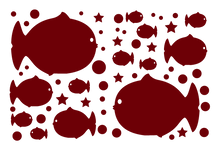Load image into Gallery viewer, FAT FISH WALL DECALS IN MAROON