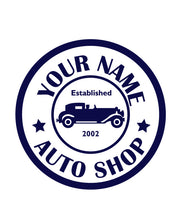 Load image into Gallery viewer, CUSTOM AUTO SHOP WALL DECAL IN NAVY BLUE