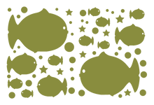 Load image into Gallery viewer, FAT FISH WALL DECALS IN OLIVE GREEN