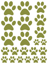 Load image into Gallery viewer, OLIVE GREEN PAW PRINT WALL DECALS