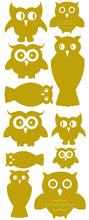 Load image into Gallery viewer, OWL WALL DECALS SATIN GOLD