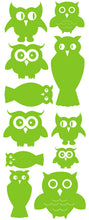 Load image into Gallery viewer, OWL WALL DECALS LIME GREEN