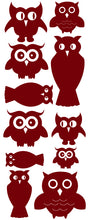 Load image into Gallery viewer, OWL WALL DECALS MAROON