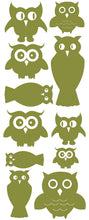 Load image into Gallery viewer, OWL WALL DECALS OLIVE GREEN