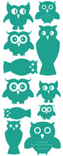 Load image into Gallery viewer, OWL WALL DECALS TURQUOISE