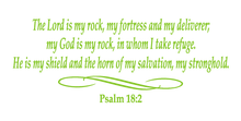 Load image into Gallery viewer, PSALM 18:2 RELIGIOUS WALL DECAL IN LIME GREEN