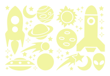 Load image into Gallery viewer, ROCKETS & PLANETS WALL DECALS IN PALE YELLOW