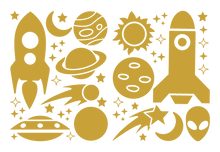 Load image into Gallery viewer, ROCKETS & PLANETS WALL DECALS IN CARAMEL TAN