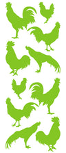 Load image into Gallery viewer, ROOSTER WALL DECALS LIME GREEN