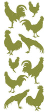 Load image into Gallery viewer, ROOSTER WALL DECALS OLIVE GREEN