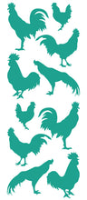 Load image into Gallery viewer, ROOSTER WALL DECALS TURQUOISE