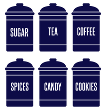 Load image into Gallery viewer, SPICE JAR WALL DECALS IN NAVY BLUE
