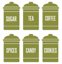 Load image into Gallery viewer, SPICE JAR WALL DECALS IN OLIVE GREEN