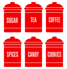 Load image into Gallery viewer, SPICE JAR WALL DECALS IN RED