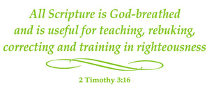 2 TIMOTHY 3:16 RELIGIOUS WALL DECAL IN LIME GREEN
