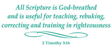 Load image into Gallery viewer, 2 TIMOTHY 3:16 RELIGIOUS WALL DECAL IN TURQUOISE
