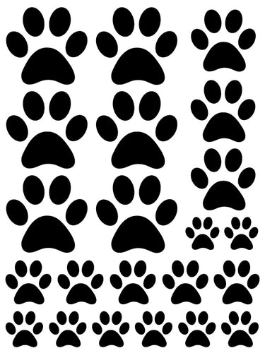 BLACK PAW PRINT WALL DECALS
