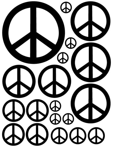 BLACK PEACE SIGN WALL DECAL