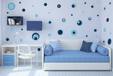 Load image into Gallery viewer, POLKA DOT WALL DECALS IN LIGHT &amp; DARK BLUE
