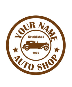 CUSTOM AUTO SHOP WALL DECAL IN BROWN