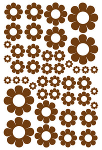 BROWN DAISY WALL STICKERS