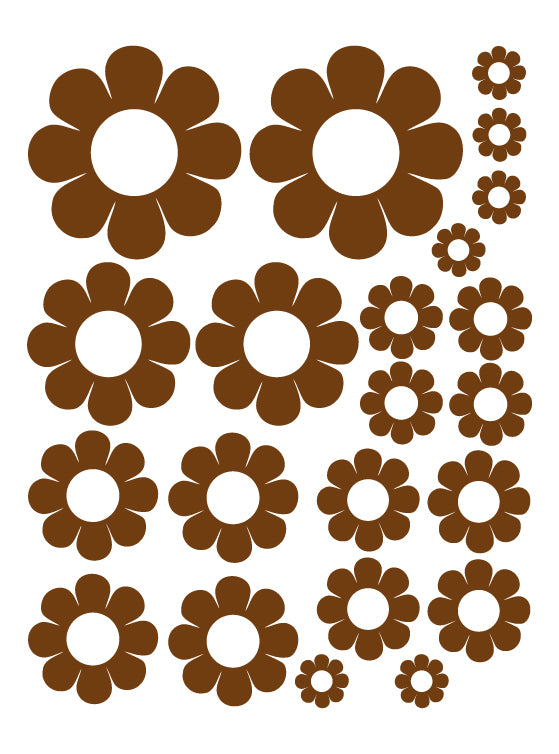 BROWN DAISY WALL DECALS