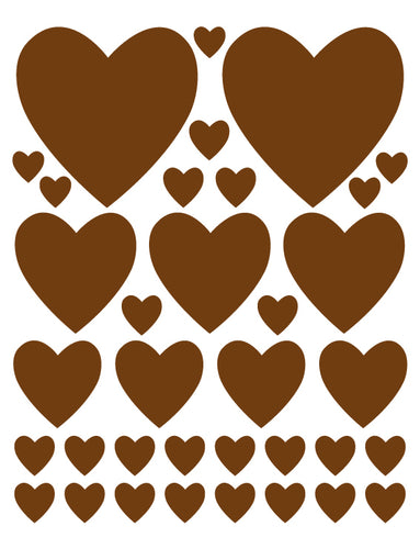 BROWN HEART WALL DECALS
