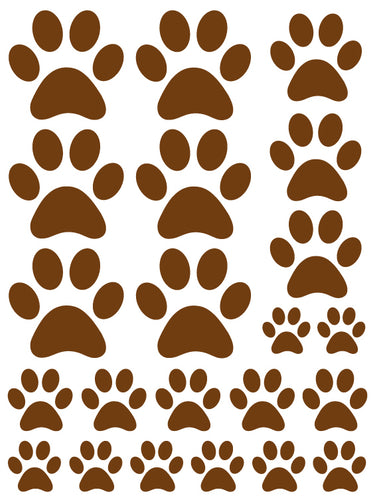 BROWN PAW PRINT WALL DECALS