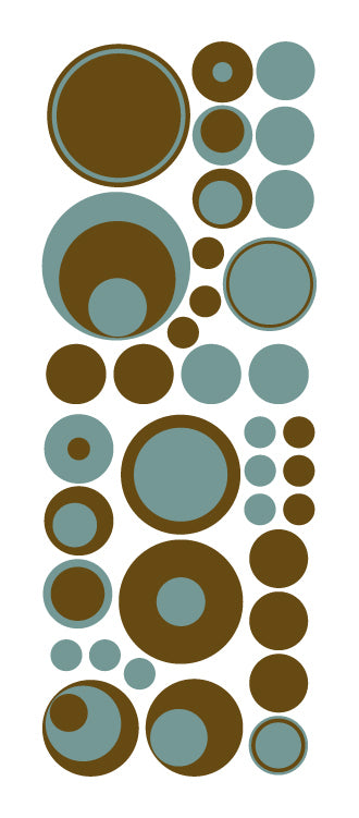 Brown & Aqua Blue Polka Dot Wall Decals