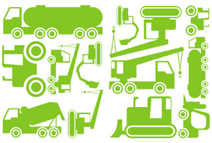 CONSTRUCTION WALL DECALS LIME GREEN