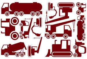 CONSTRUCTION WALL DECALS MAROON