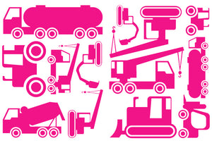 CONSTRUCTION WALL DECALS HOT PINK