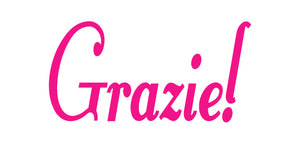 GRAZIE ITALIAN WORD WALL DECAL IN HOT PINK