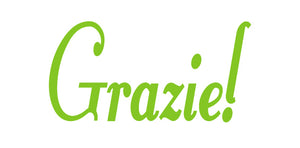 GRAZIE ITALIAN WORD WALL DECAL IN LIME GREEN