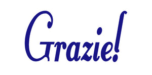 GRAZIE ITALIAN WORD WALL DECAL IN ROYAL BLUE
