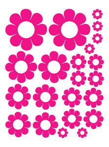 HOT PINK DAISY WALL DECALS